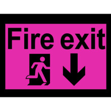 Scan Fire Exit Running Man Arrow Down - PVC 300 x 200mm SCA1503