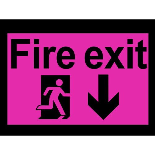 Scan Fire Exit Running Man Arrow Down - PVC 300 x 200mm SCA1503