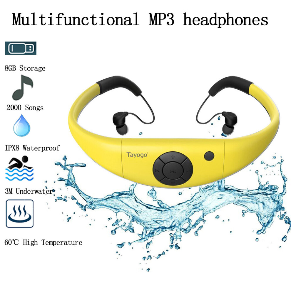 Waterproof MP3 Player Swimming 8GB Headphone