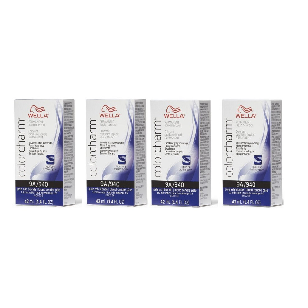 Wella (4Pk 9A Pale Ash Blonde ) Color Charm Permanent Liquid Color | Permanent Hair Dye Multicoloured