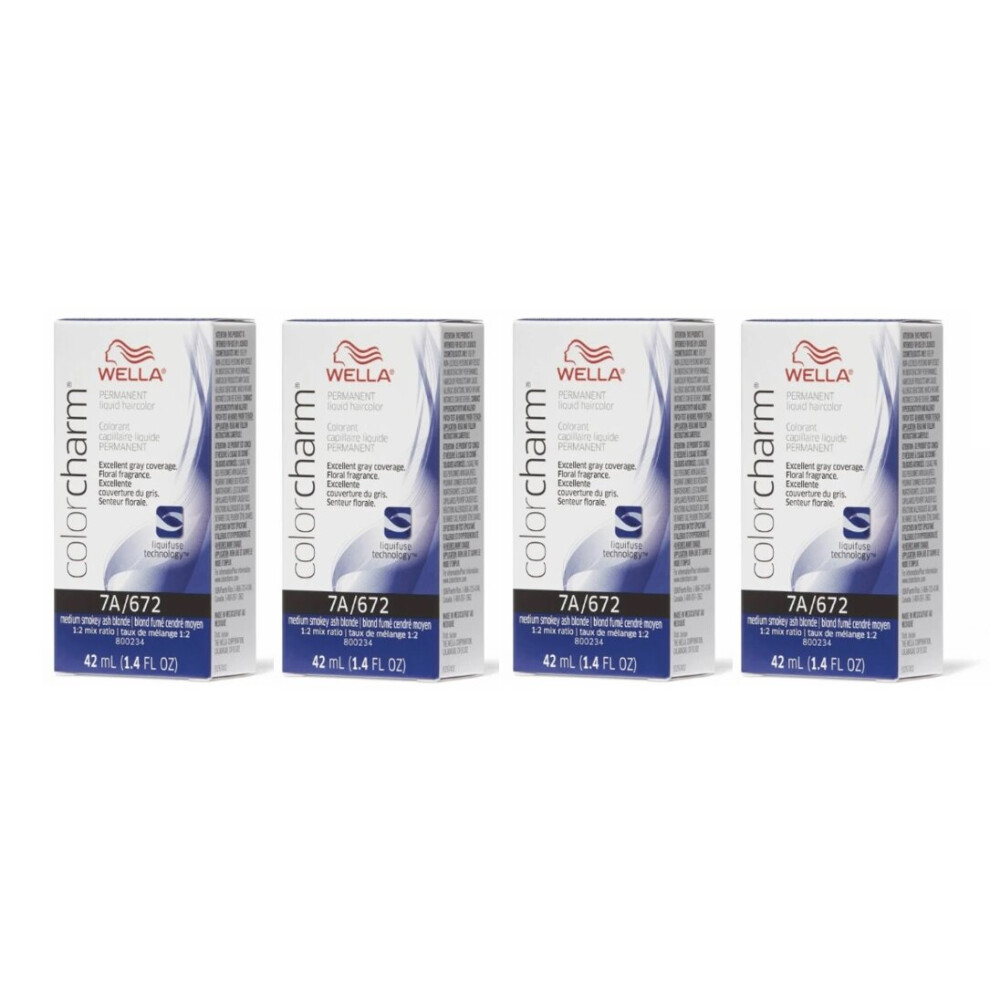 (4Pk 7A Medium Smokey Ash Blonde ) Wella Color Charm Permanent Liquid Color | Wella Permanent Hair Dye