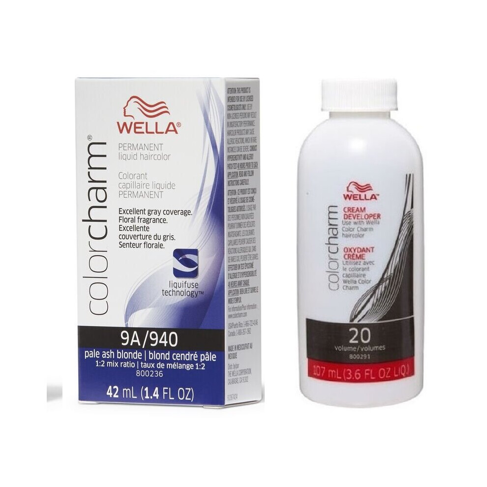 (9A+ Developer (Vol. 20) 3.6oz) Wella Color Charm Permanent Liquid Color | Wella Permanent Hair Dye