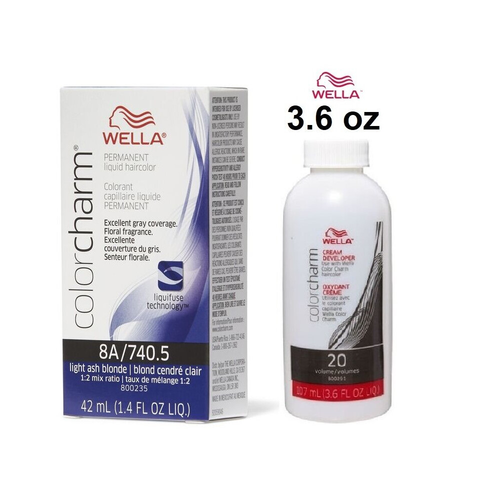 (8A+ Developer (Vol. 20) 3.6oz) Wella Color Charm Permanent Liquid Color | Wella Permanent Hair Dye