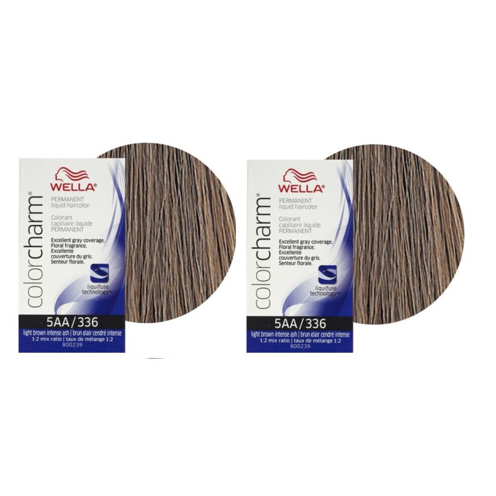 (2Pk 5AA Light Brown Intense Ash ) Wella Color Charm Permanent Liquid Color | Wella Permanent Hair Dye