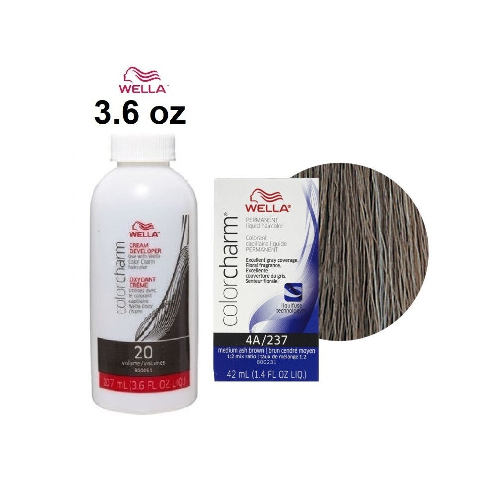 Wella Multicoloured (4A + Developer (Vol. 20) 3.6Oz) Color Charm Permanent Liquid Color | Permanent Hair Dye