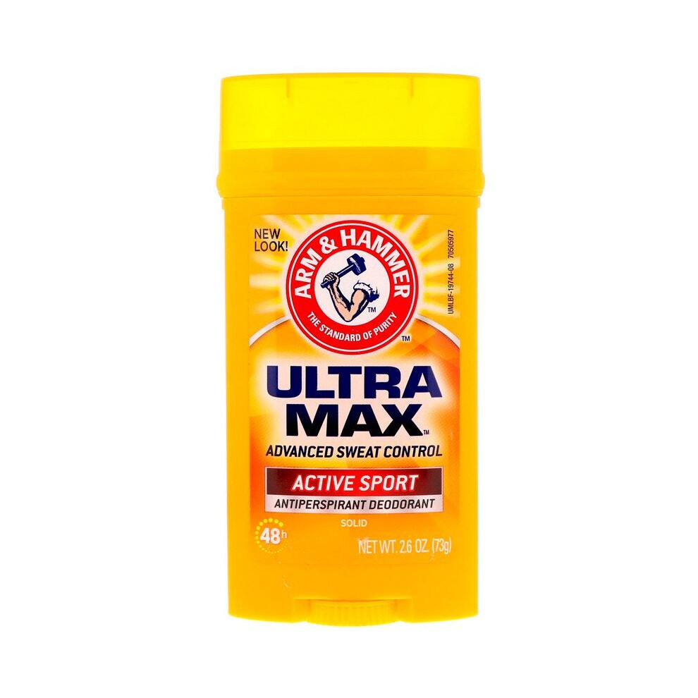 Arm & Hammer Ultra Max Invisible Solid Wide Stick Antiperspirant Deodorant Active Sport 2,6 Unce-image