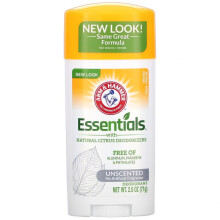 Arm & Hammer Essentials Natural Citrus Deodorant, Unscented 71g (CD19792) – Aluminum-Free, No Artificial Fragrance, Baking Soda Odor Absorber
