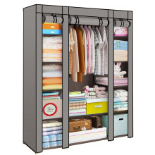 (Grey) Canvas Wardrobe | Fabric Hanging Clothes Storage