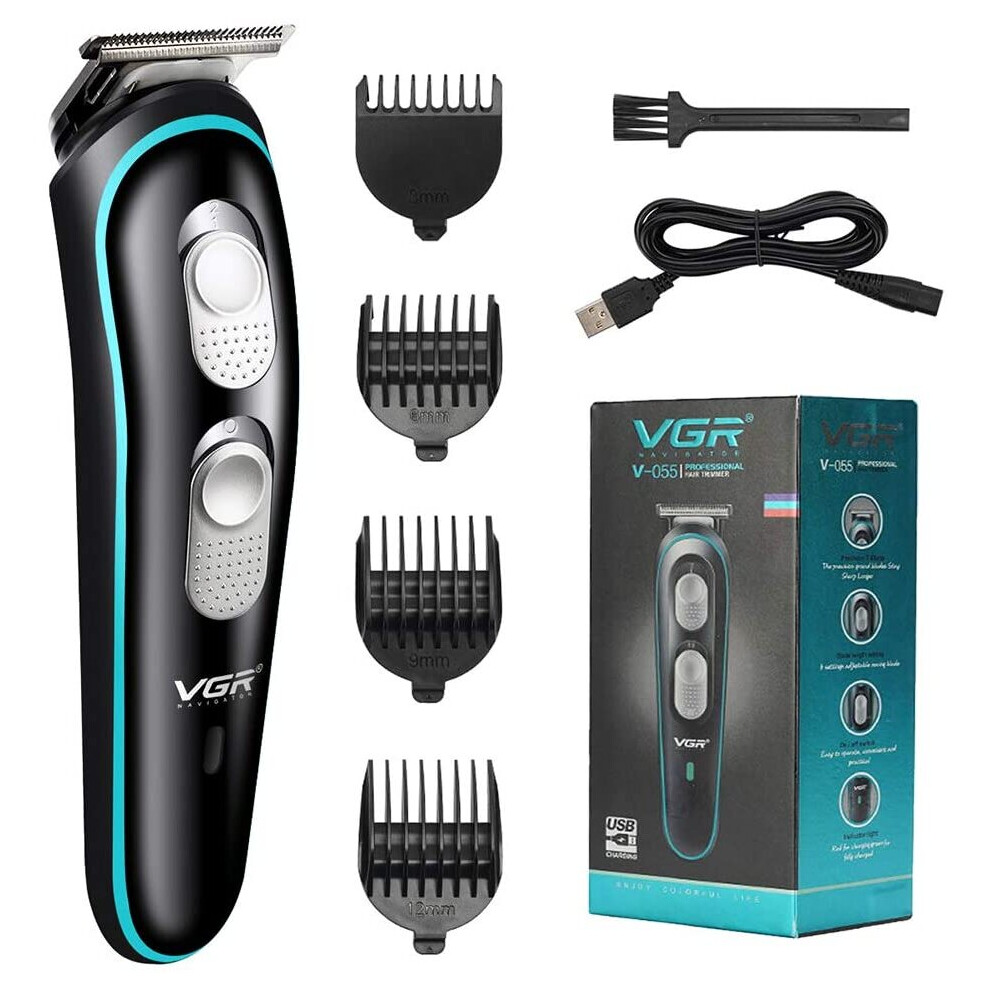 VGR Black Stainless Steel Hair Clippers | Rechargeable Hair Trimmer