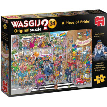 1000 brikker Jumbo Wasgij Et stykke stolthed puslespil - Løs puslespillet fra karakterernes synsvinkel i en farverig Pride-parade-scene