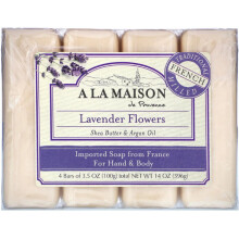 A La Maison de Provence, Hand & Body Bar Zeep, Lavendel Bloemen, 4 Baren, 3,5 oz (100 g) Elke