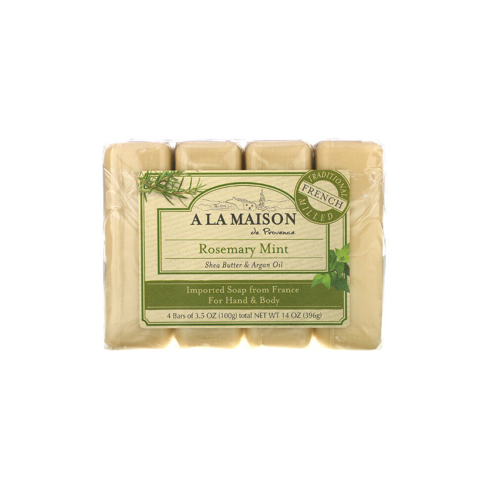 A La Maison De Provence, Hand & Body Bar Soap, Rosemary Mint, 4 Bars