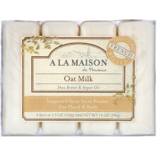 A La Maison de Provence, Hand- & Körperseifenstück, Hafermilch, 4 Stück, je 3,5 oz (100 g)