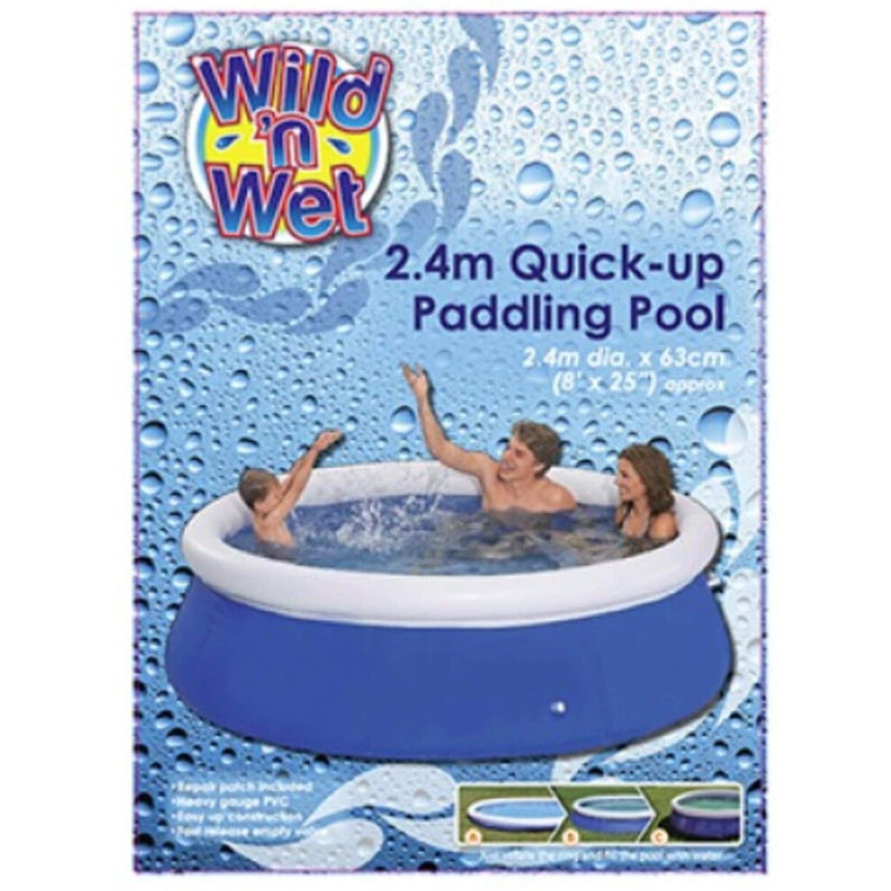 8ft Round Inflatable Family Garden Swimming Paddling Pool 25" Deep Easy Set Up 101000