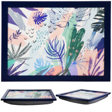 (Palm Leaves) GEEZY Large Wooden Bean Bag Cushioned Lap Tray - 44 x 34cm