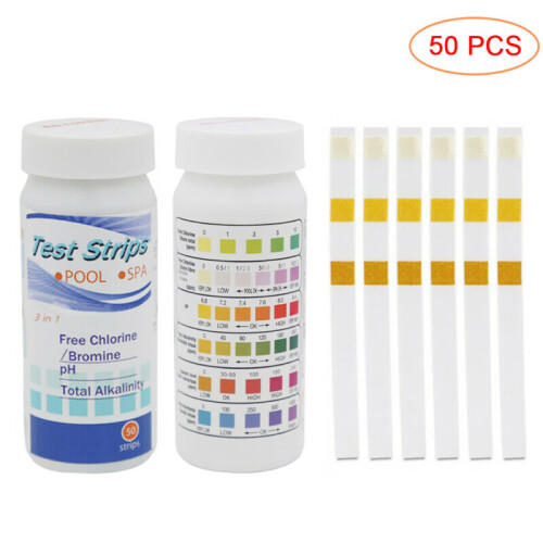 (100PCS (2 Bottles)) Swimming Pool Spa Test Strips Swimming Water PH Chlorine Alkalinity Testing 1