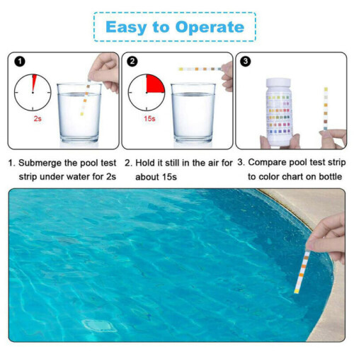 (100PCS (2 Bottles)) Swimming Pool Spa Test Strips Swimming Water PH Chlorine Alkalinity Testing 2
