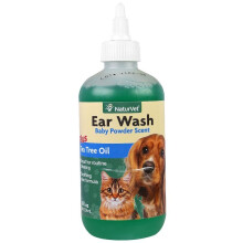 NaturVet, Fülmosás + Tea Tree Olaj, Kutyák & Macskák, Baby Powder Illat, 8 fl oz (236 ml)