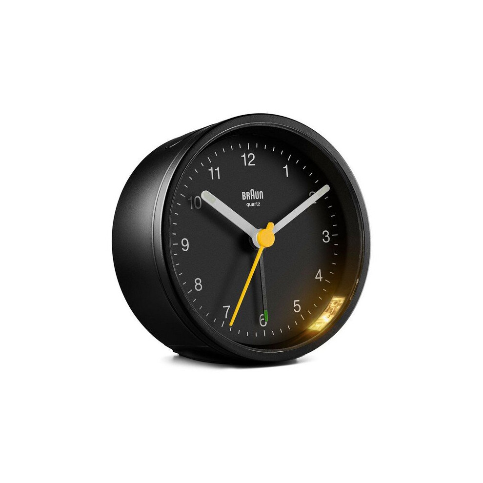 Braun Classic Analogue Alarm Clock With Snooze And Light, Bc12b Black