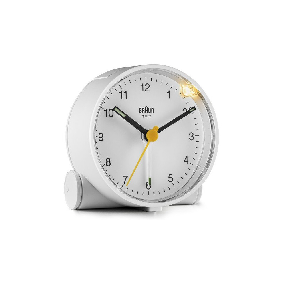 Braun Classic Analogue Alarm Clock with Snooze and Light, White, BC01W