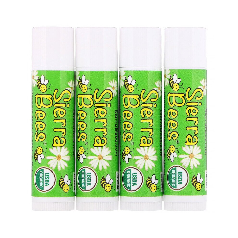 Sierra Bees, Organic Lip Balms, Mint Burst, 4 Pack, 4.25g Each