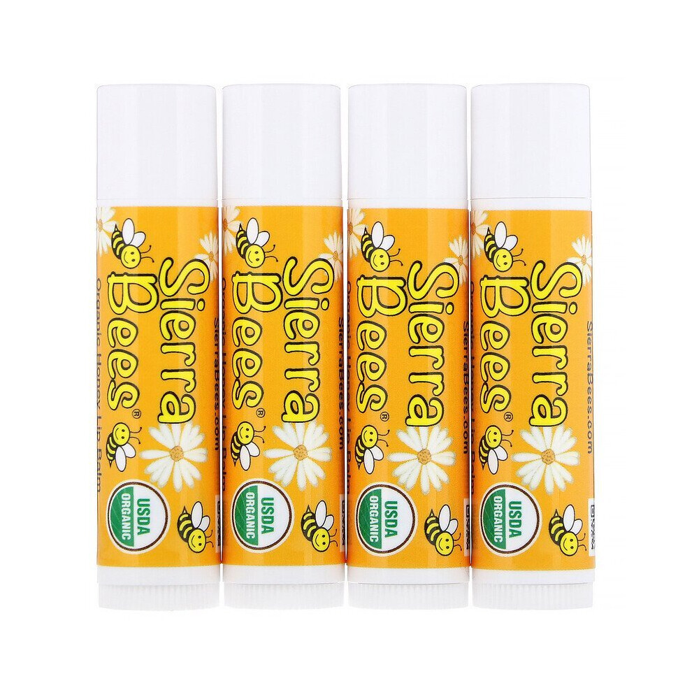 Sierra Bees , Organic Lip Balms, Honey, 4 Pack, .15 Oz (4.25 G) Each