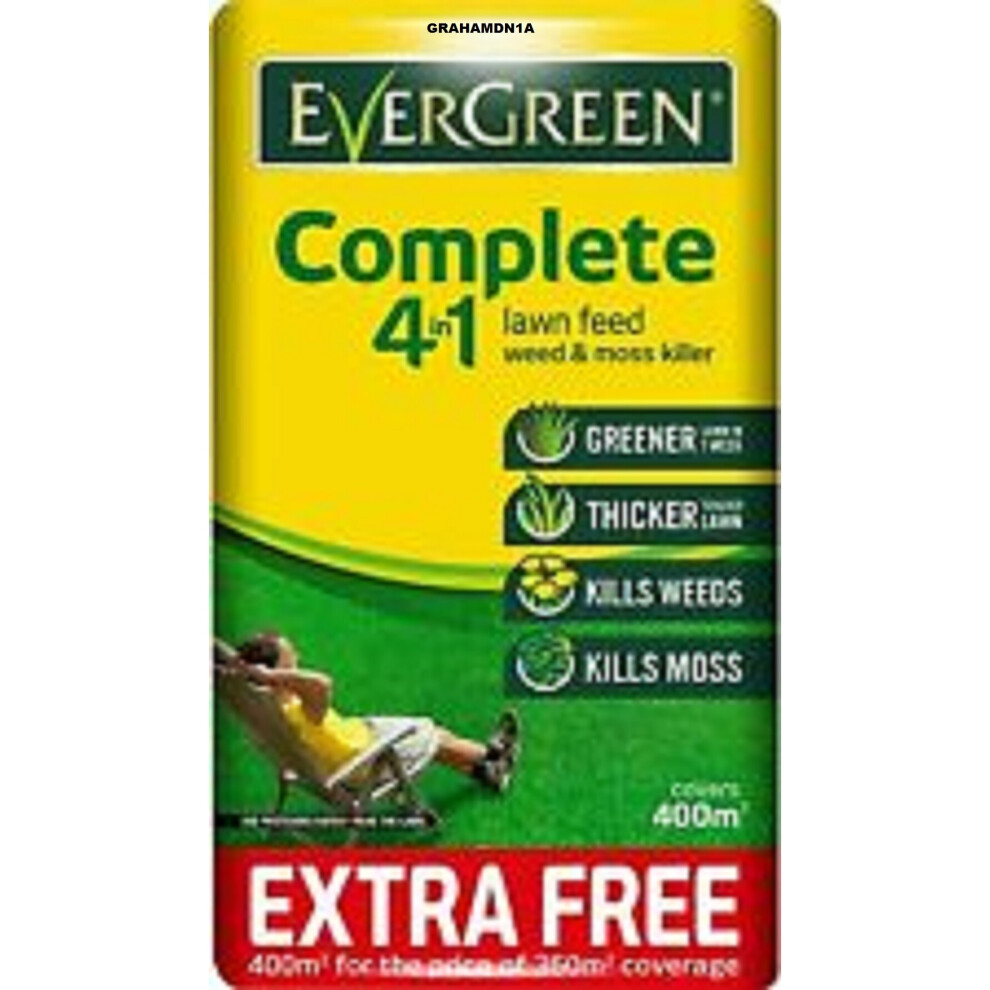 EverGreen Lawn Care Lawn Food Weed and Moss Killer Bag 400sqm Complete 4-in-1