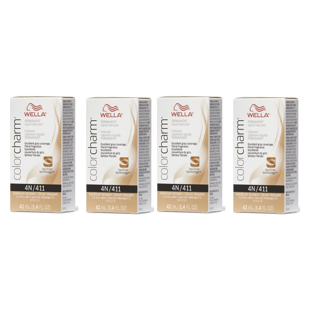 Wella Multicoloured (4N Â Pack Of 4) Color Charm Permanent Liquid Haircolor