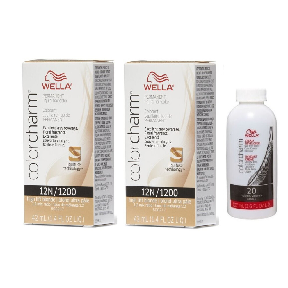 Wella (12N+12N+Developer (Vol. 20) 3.6Oz) Color Charm Permanent Liquid Haircolor Multicoloured