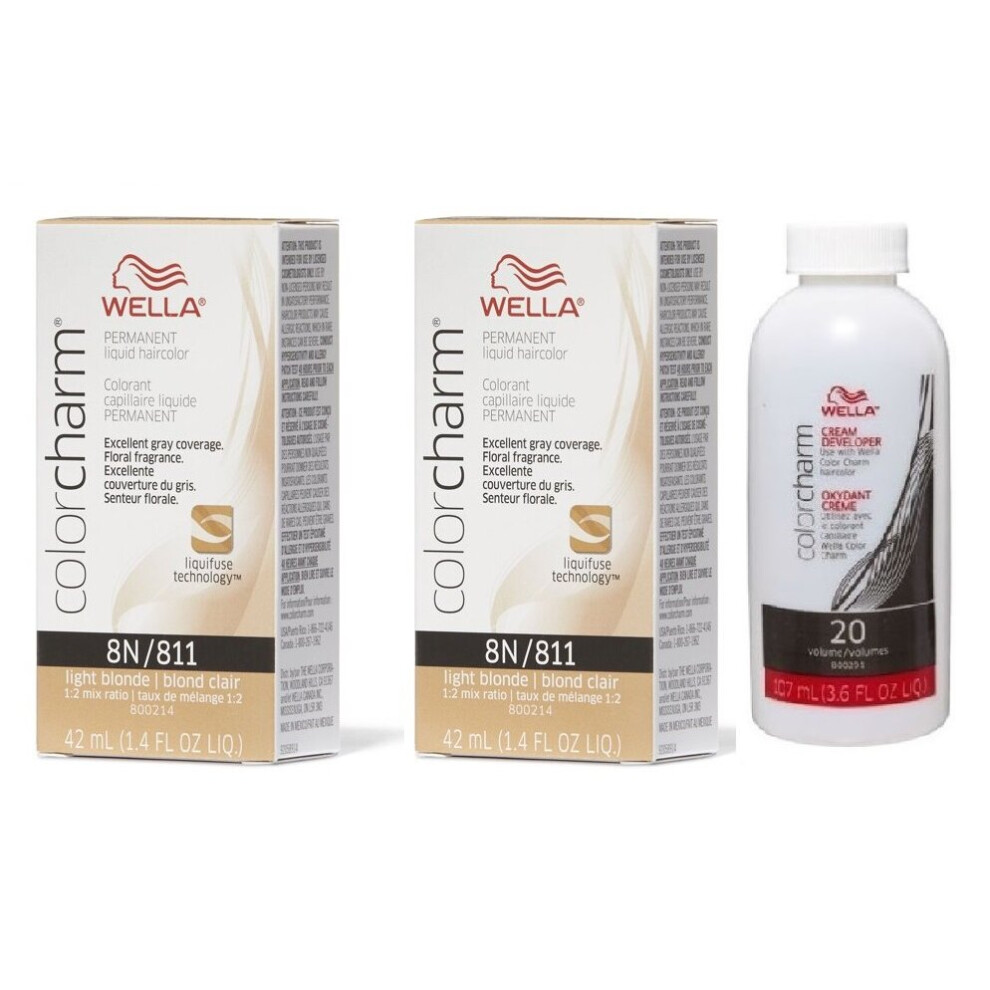 Wella Multicoloured (8N+8N+Developer (Vol. 20) 3.6Oz) Color Charm Permanent Liquid Haircolor