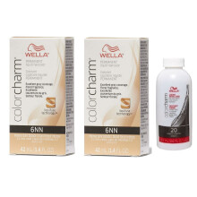 (6NN+6NN+Developer (Vol. 20) 3.6oz) Wella Color Charm Permanent Liquid Haircolor