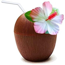 6pk Quickdraw Coconut Cups - 530ml | Hawaiian-Themed Plastic Cups