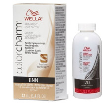 (8NN + Developer (Vol. 20) 3.6oz ) Wella Color Charm Permanent Liquid Haircolor