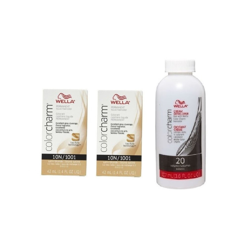 Wella (10N+10N+Developer (Vol. 20) 3.6Oz) Color Charm Permanent Liquid Haircolor Multicoloured
