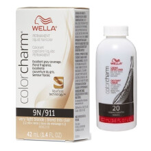 (9N + Developer (Vol. 20) 3.6oz ) Wella Color Charm Permanent Liquid Haircolor