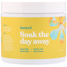 Asutra, Soak The Day Away, Dead Sea Bath Salts, Detox, Slim Down, 453g