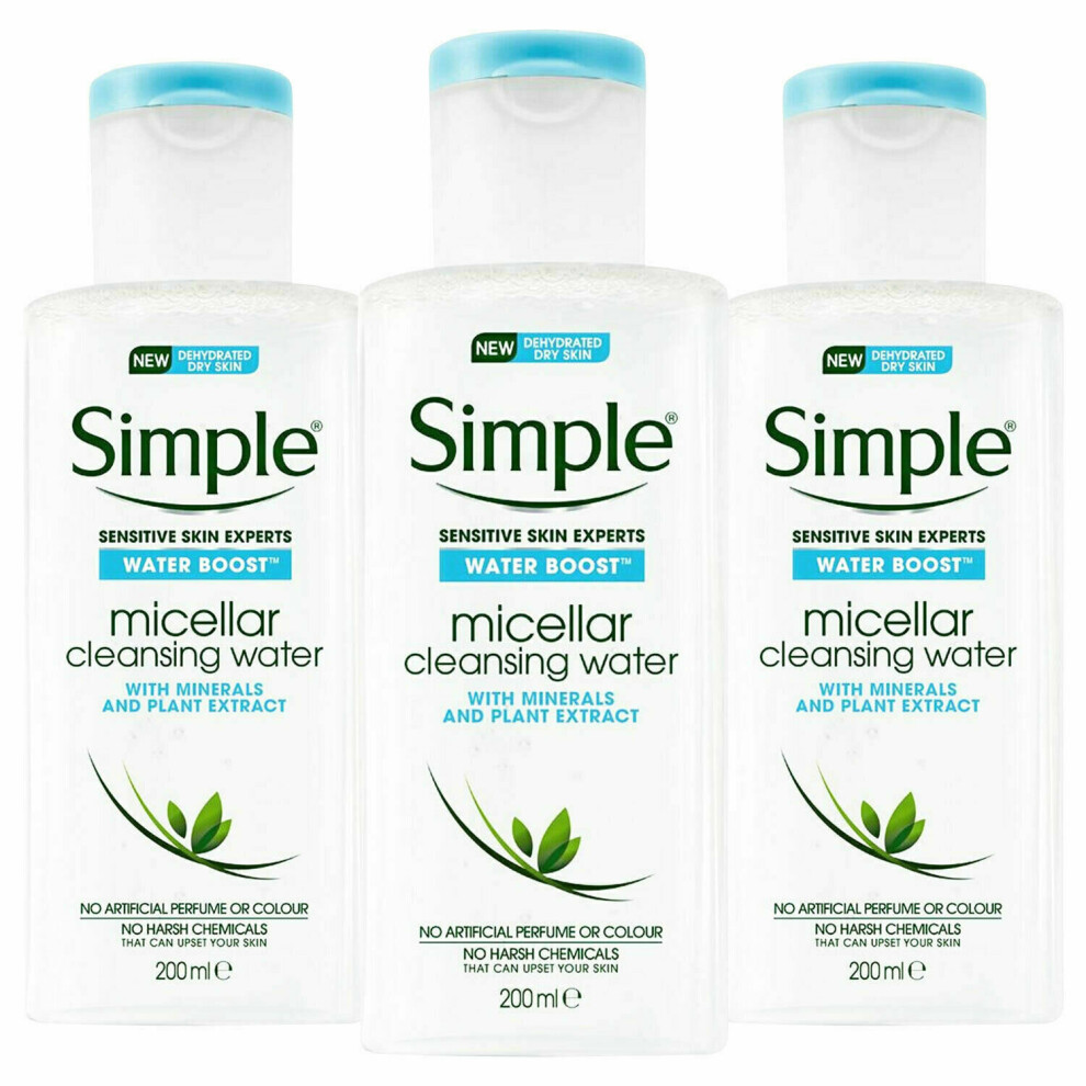 (3x Micellar Cleansing Water) Simple Water Boost Micellar Cleansing Water, Wipes & Face Wash