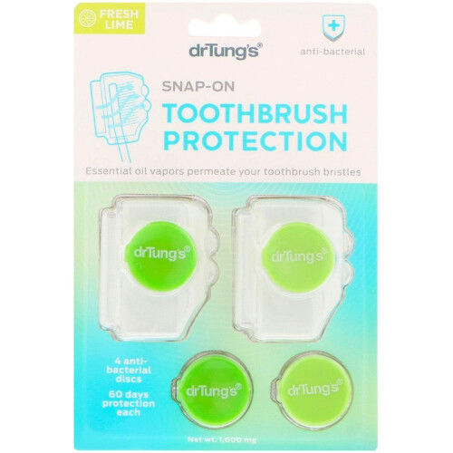 Dr. Tung's, Snap-On Toothbrush Protection, Fresh Lime