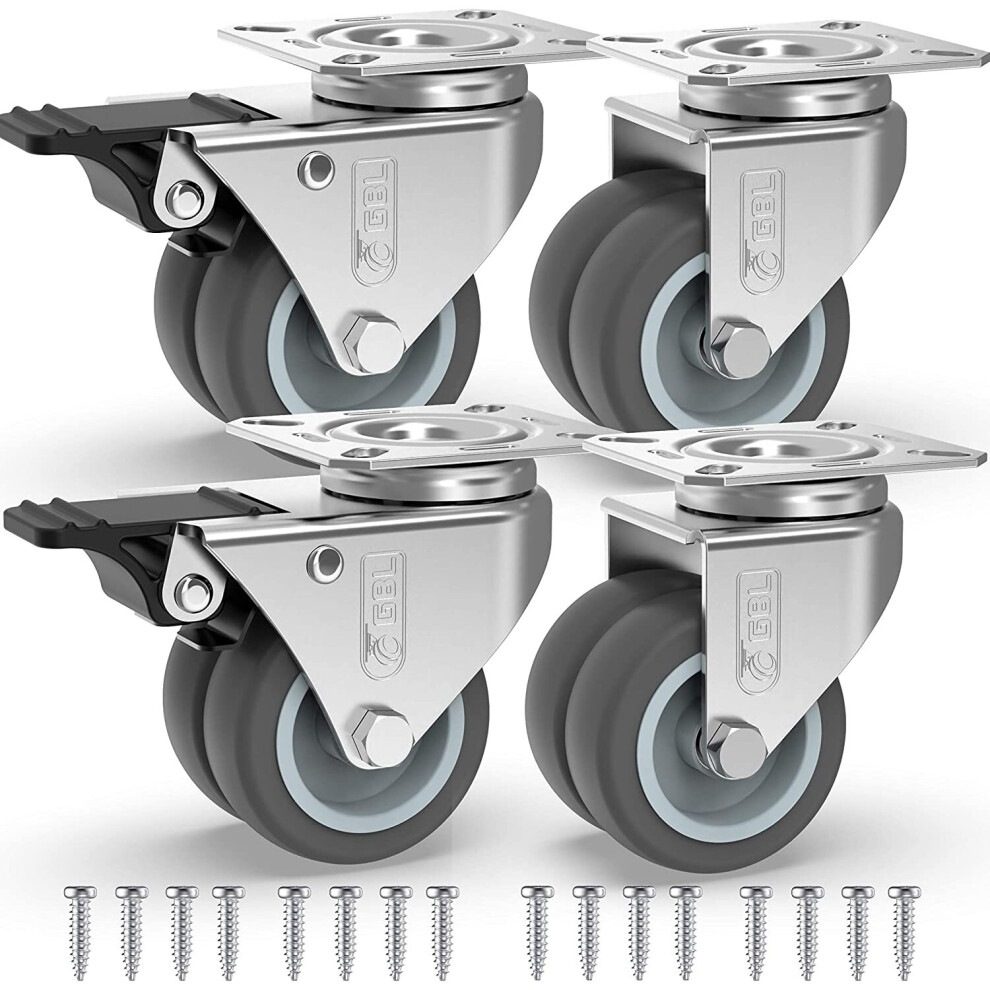 GBL 4 x Castor Wheels 50mm + Screws 400KG Heavy Duty Castors Furniture