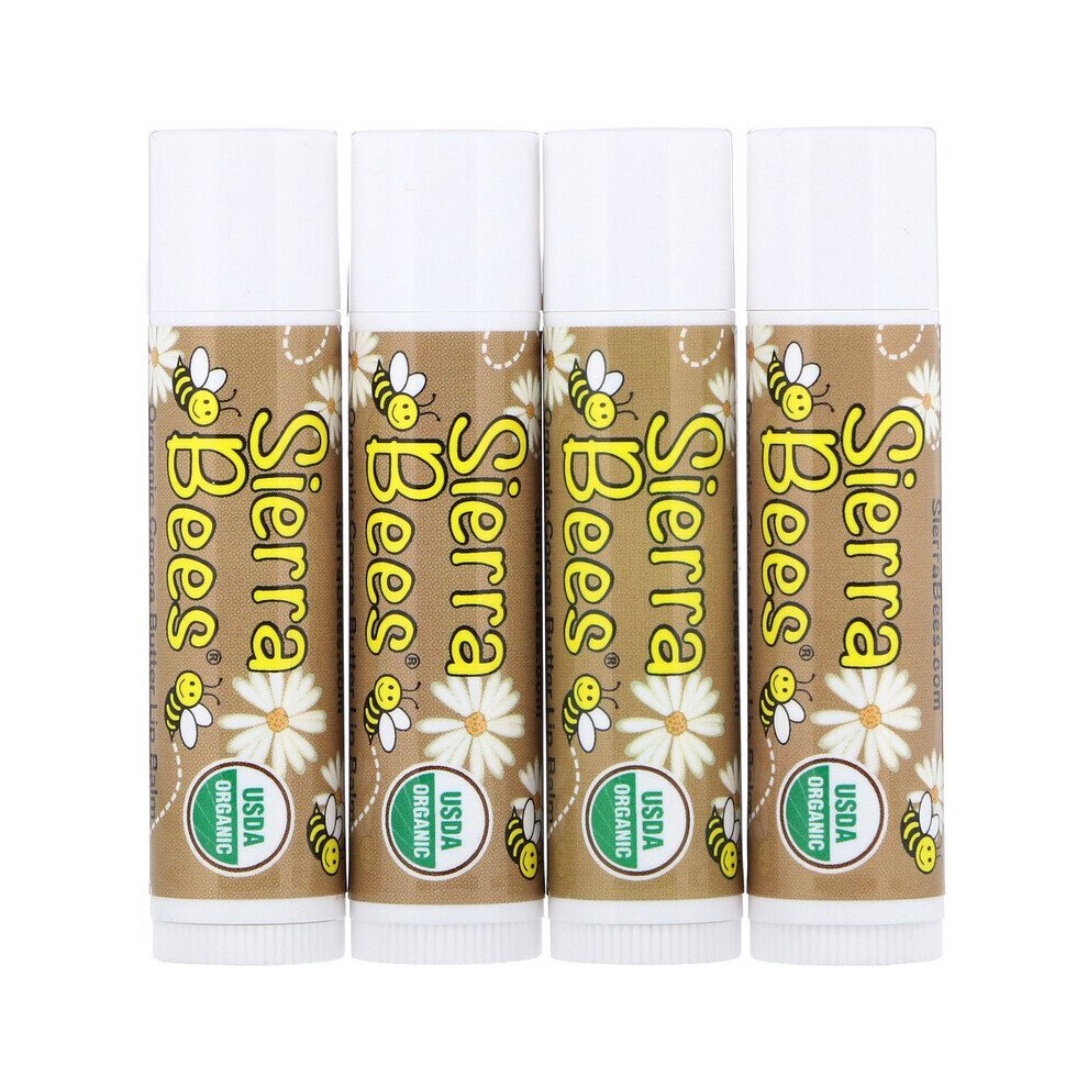 Sierra Bees , Organic Lip Balms, Cocoa Butter, 4 Pack, 4.25G Each