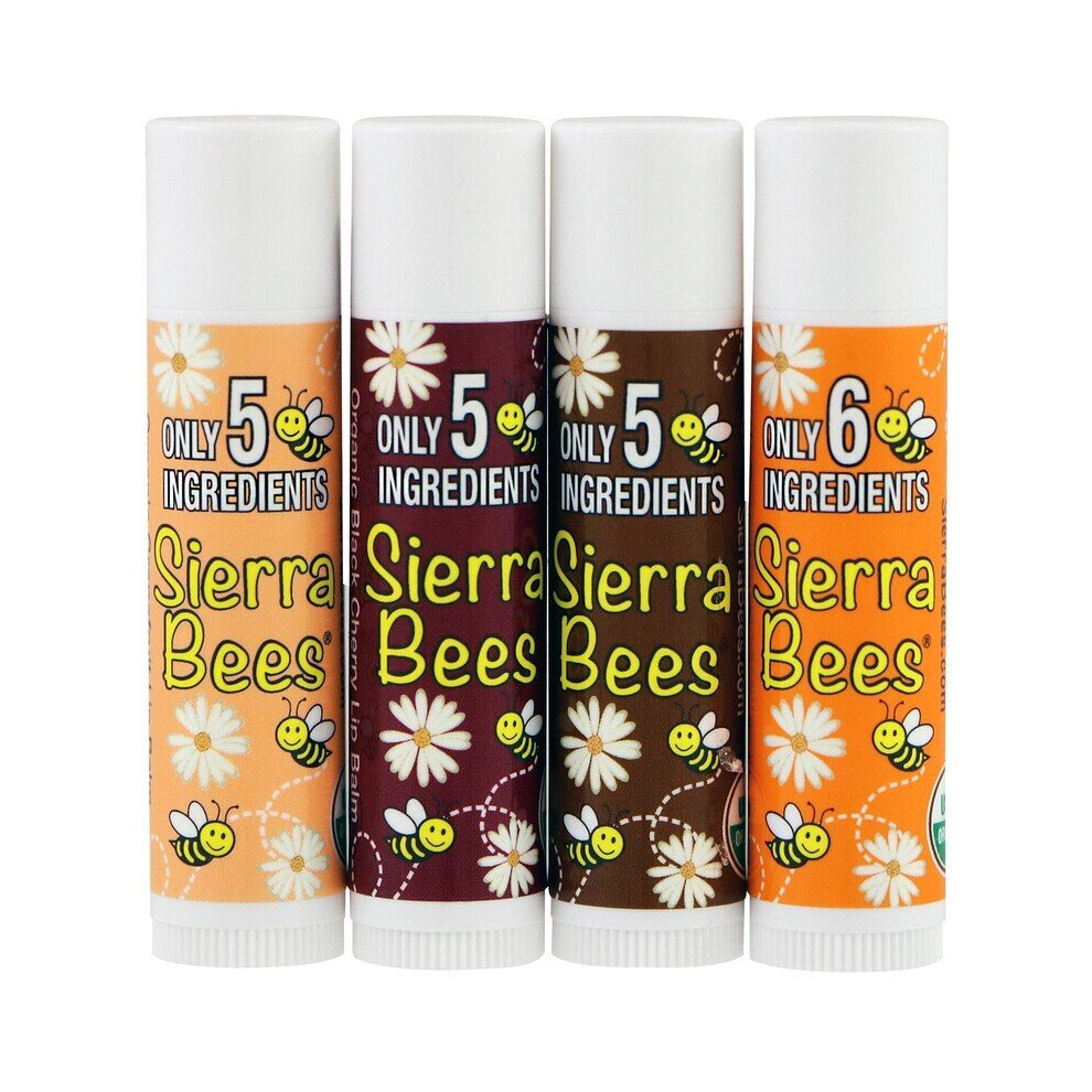 Sierra Bees Black Organic Lip Balm Variety Pack, 4 Pack, 4.25G Each