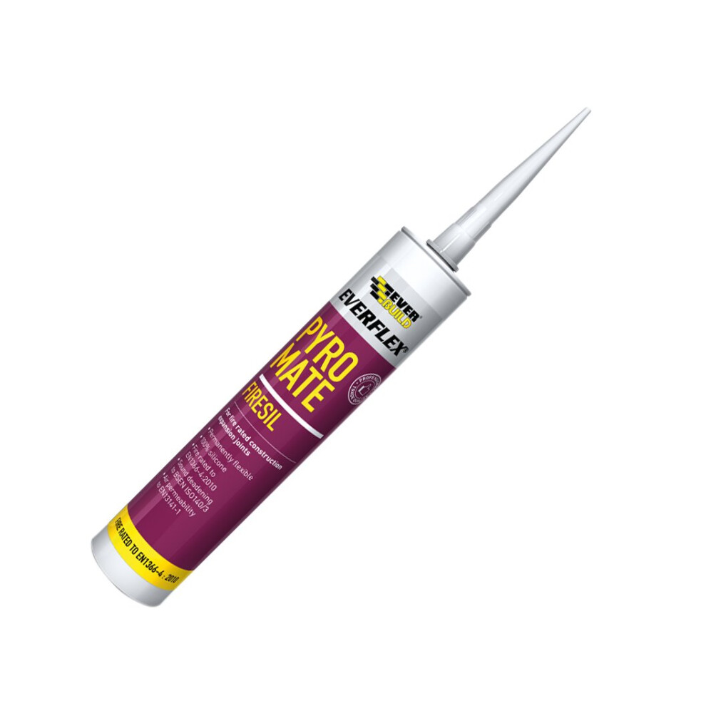 EVERBUILD "PYRO MATE FIRESIL"  FIRE RATED SILICONE SEALANT, WHITE, 295ML, 4 HRS FIRE RATING