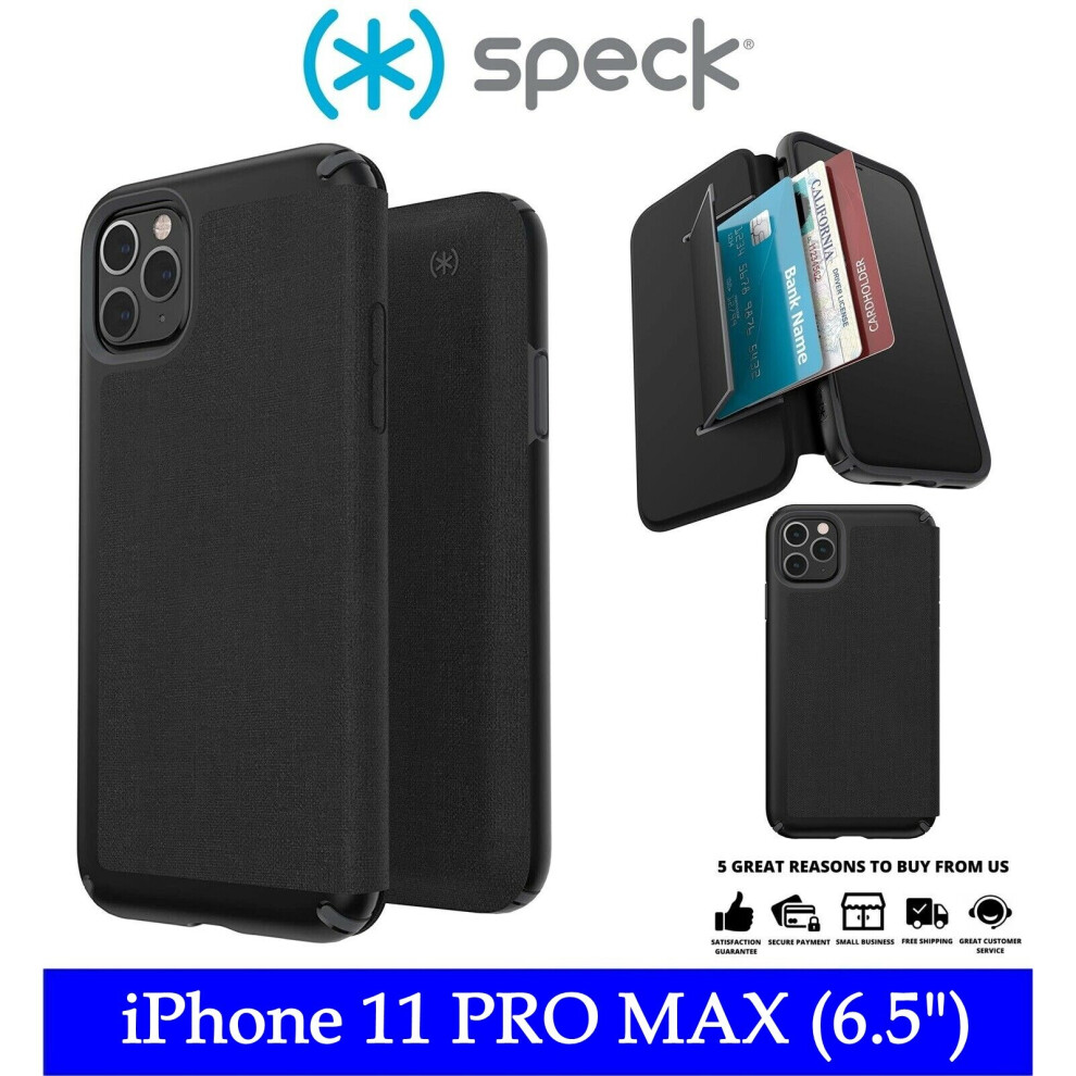 Speck Presidio Folio Leather Wallet Flip Protective Case Cover For iPhone 11 Pro Max (6.5")