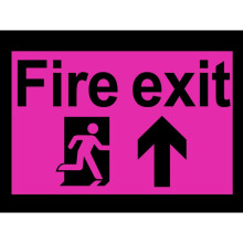 Scan Fire Exit Running Man Arrow Up - PVC 300 x 200mm SCA1505