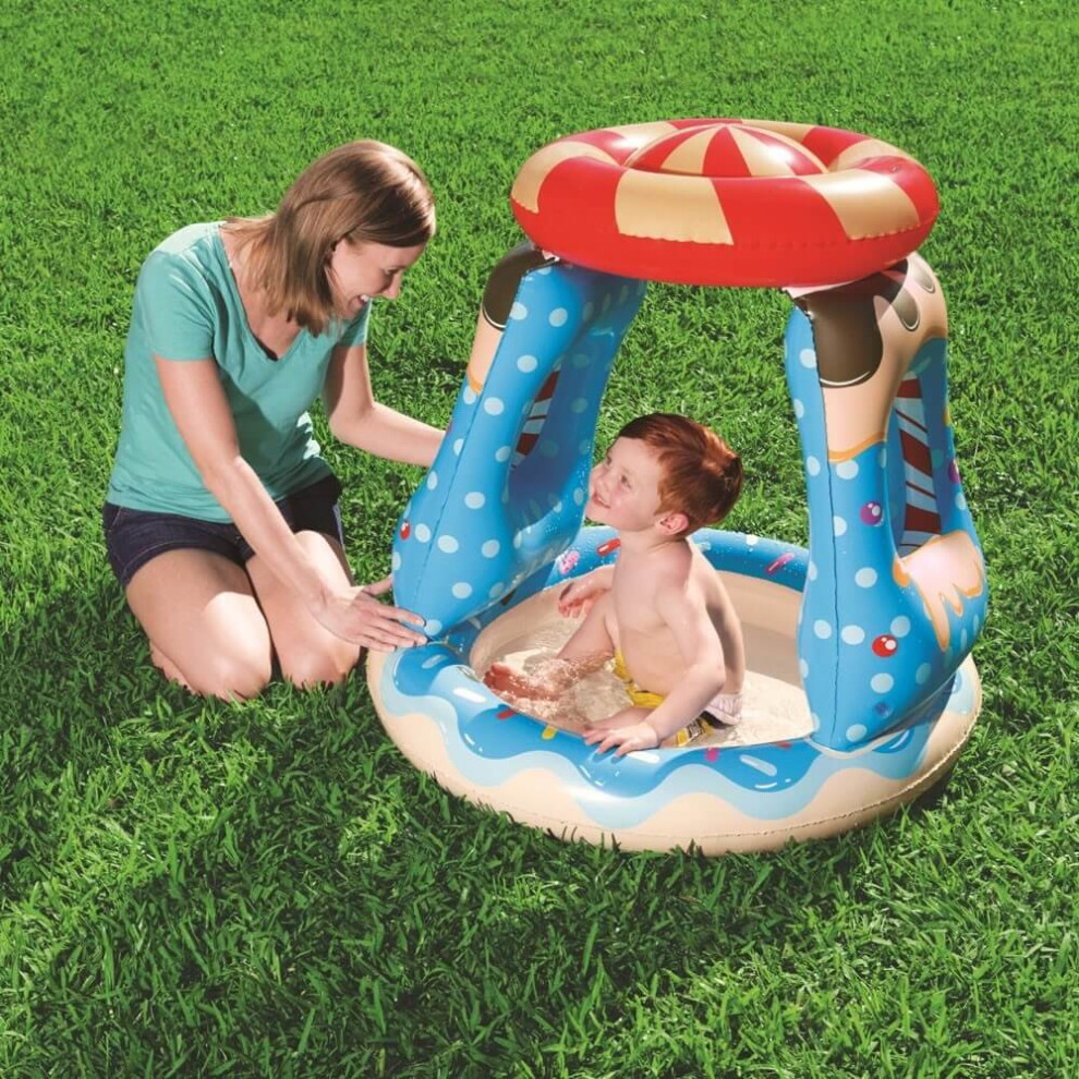 Bestway Candyville Baby Inflatable Paddling Pool With Sunshade Garden Toy Swimming Pool