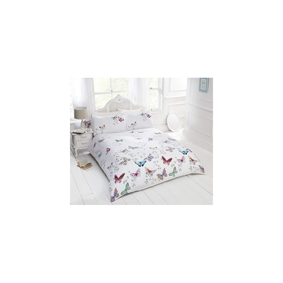Rapport Mariposa Duvet Set, Multi-Colour, Double, Butterflies White