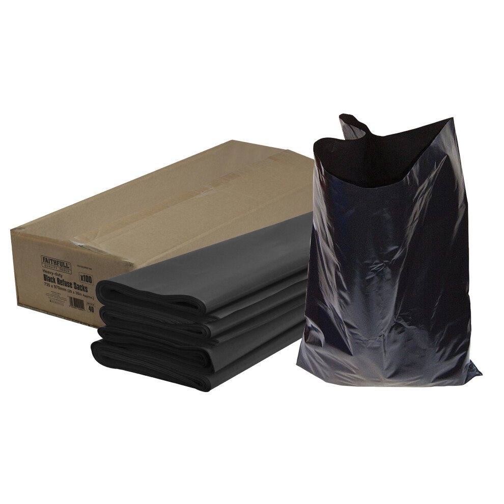 Faithfull Heavy-Duty Refuse Sacks (Pack 100) Black