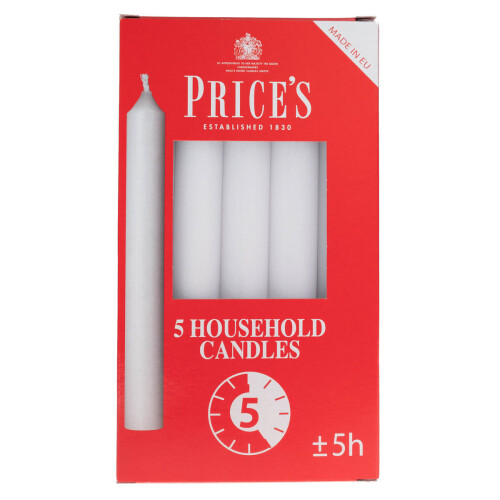 Price's Candles 5pk Household Candles White