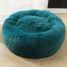 (Cyan, 60cm) Plush Donut Pet Bed For Dogs & Cats | Dog Basket