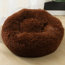 (Dark Coffee, 40cm) Plush Donut Pet Bed For Dogs & Cats | Dog Basket